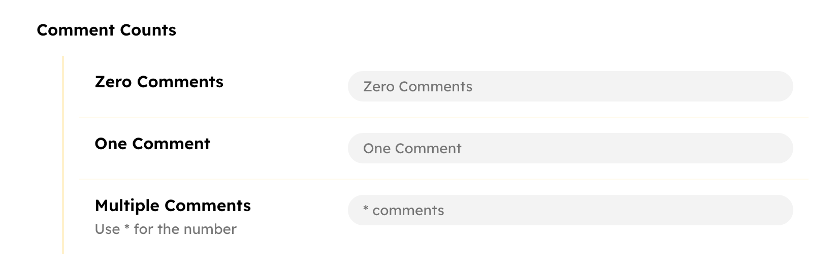 Custom text for comment counts