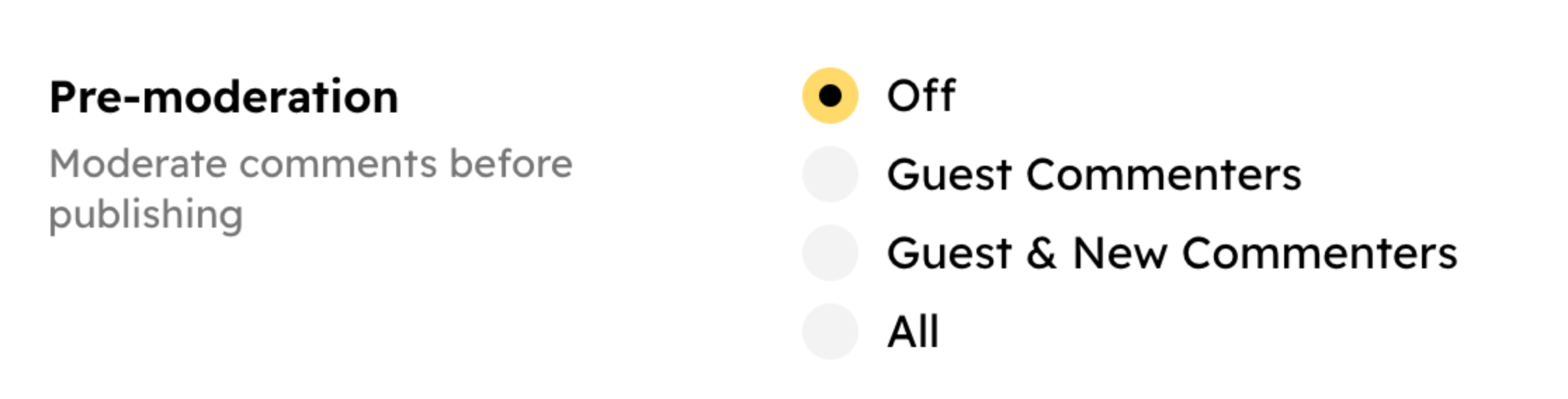 Pre-moderation Options